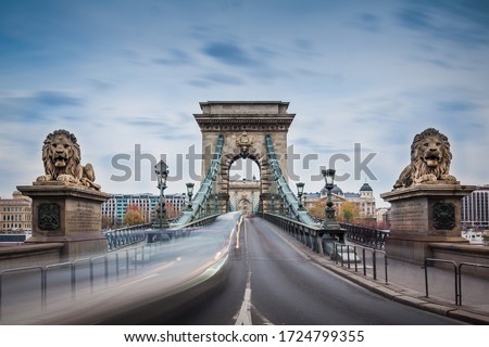 The Chain Bridge (Szechenyi Lanchid) at Budapest, Hungary Royalty-Free Stock Photo #1724799355