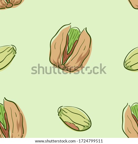Seamless Background Illustration of Pistachio Nut