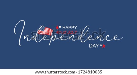 Happy Fourth july holiday in USA. American Independence Day greeting card, banner, poster with United States flag, stars and stripes. Patriotic calligraphy on blue background. Vector illustration Royalty-Free Stock Photo #1724810035