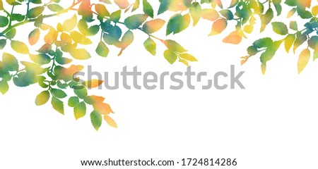 Autumn leaves. Hand painted watercolour image isolated on a white background. Decorative template for creative design of cards, invitations, banners, websites, posters, etc. Beautiful artwork. 