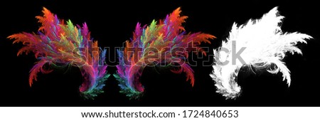 Abstract colorful fantasy fairy wings with white clipping mask