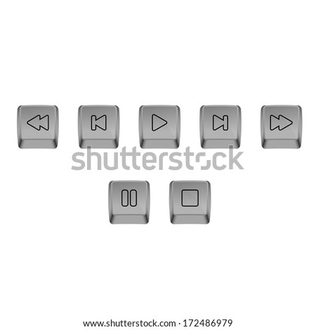 Isolated buttons for multimedia. Vector