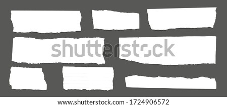 White ripped note, notebook paper stuck with sticky tape on black background. Royalty-Free Stock Photo #1724906572