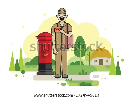 Illustration of postman delivering mail Royalty-Free Stock Photo #1724946613