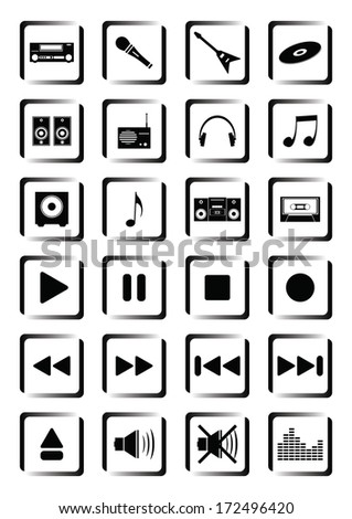 Set of buttons with symbols on a white background
