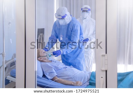 Hopeless mood on Infected covid19 patient during lying on bed at quarantine room area in hospital. Case from coronavirus covid 19 disease. Corona virus is world global social issue concept. Royalty-Free Stock Photo #1724975521