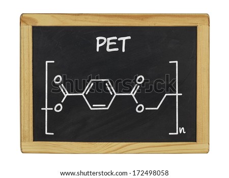 chemical formula of pet on a blackboard