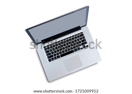 New Laptop computer top view on isolate  background . Royalty-Free Stock Photo #1725009952