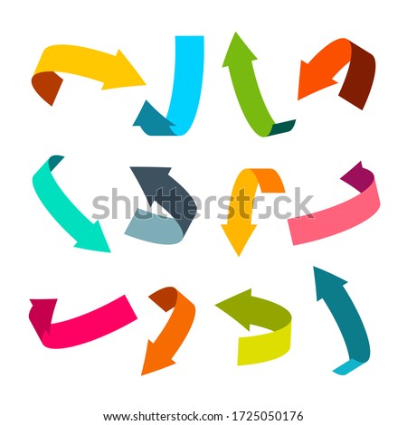 Vector Arrow Icons. Colorful 3D Arrows Isolated on White Background.