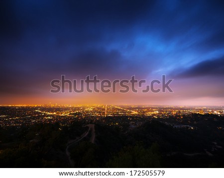 Los Angeles city panorama at night