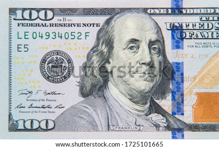 One hundred dollars banknotes background Royalty-Free Stock Photo #1725101665