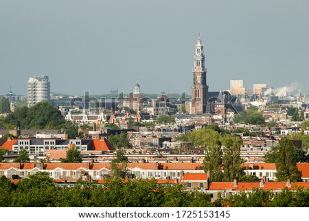 An aerial picture of downtown Amsterdam