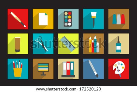 Set of work office or school icons.