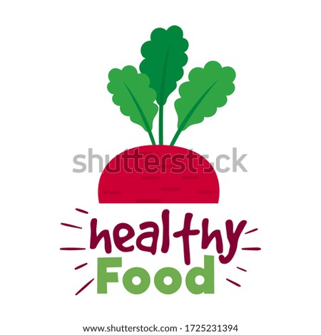 Healthy food poster with a radish - Vector illustration