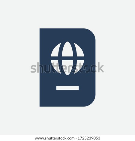 World passport with line vector minimalistic icon. Legal tourism pay vector symbol. Document cover icons set for web design. Travel concept flat icons for app design. Id emigration sign
