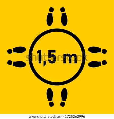 Keep Your Distance Social Distancing 1,5 Meters Icon with a Ring and Shoe Prints. Vector Image. Royalty-Free Stock Photo #1725262996