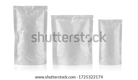 Mockup Stand Up Blank Bag white For Coffee, Candy, Nuts, Spices, Self-Seal Zip Lock Foil Or Paper Food Pouch Snack Sachet Resealable Packaging Royalty-Free Stock Photo #1725322174
