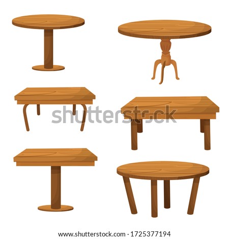 set of wooden tables vector illustration