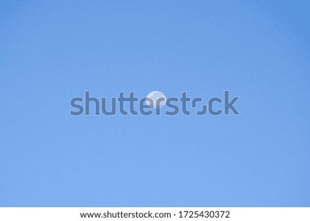 The white moon background in the blue sky  The picture shows another moon floating in the blue sky during the daytime.  In which the moon in the image shows the details of the surface. 