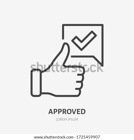Thumb up line icon, vector pictogram of approve. Best choice illustration, sign for vote. Royalty-Free Stock Photo #1725459907