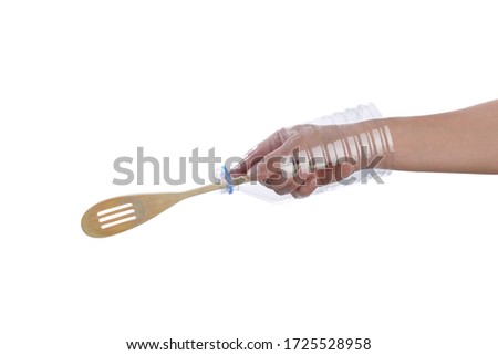 Plastic bottle to protect cook's hand from hot oil drops while frying isolated on white bacgkround.   
