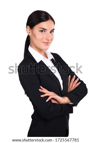 Studio shot of an attractive young businesswoman isolated on white. Stock Photo