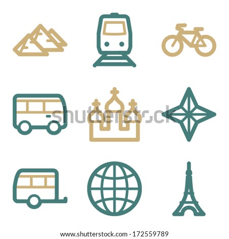 Travel web icons, two color series