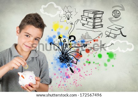 Young man with piggy bank Royalty-Free Stock Photo #172567496