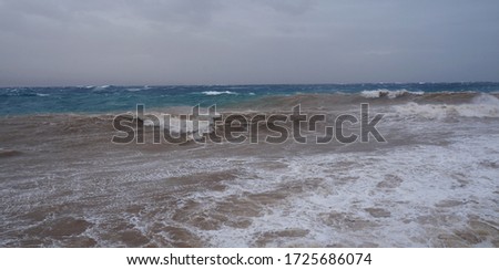 Storm and waves on the Red sea