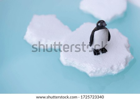 Penguin figurine on a North Pole