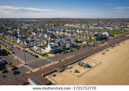 Aerial of Social Distancing in Belmar Beach