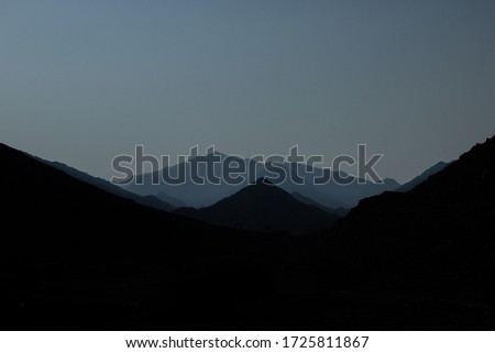 Desert mountain peak at dawn 