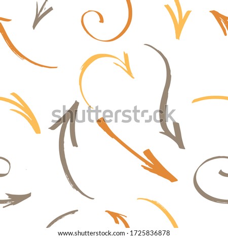 Vector tags seamless pattern. Hand drawn doodle wavy and curve pointer elements with swirls.