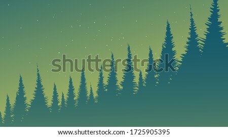Green Foggy Pine Forest,landscape background,imagination concept design.