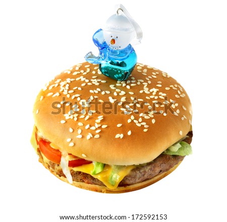 Hamburger with snowman