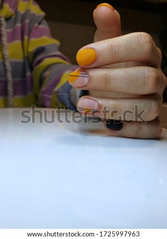 beautiful nails stylish nail design orange and black color gel polish