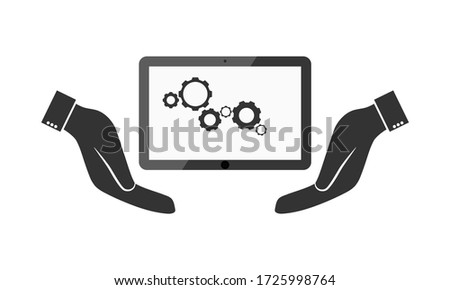 Modern tablet pc with blank screen in hands. Vector illustration eps 10