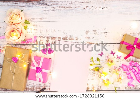 Romantic decoration with gifts for special day 