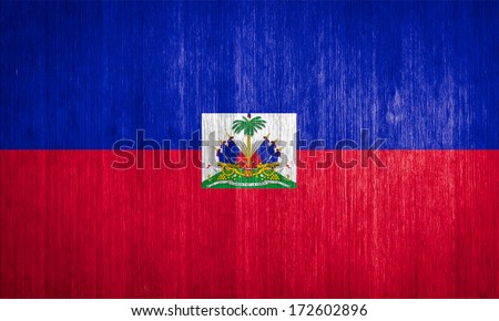 Haiti Flag on wood background
