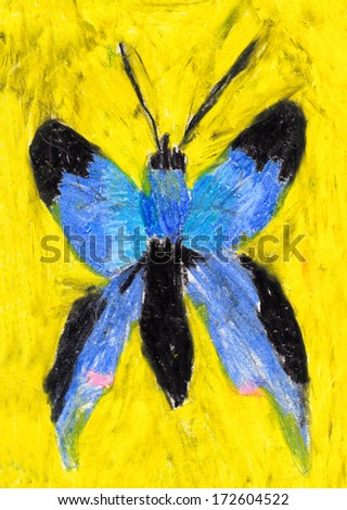 Child's painting of a butterfly