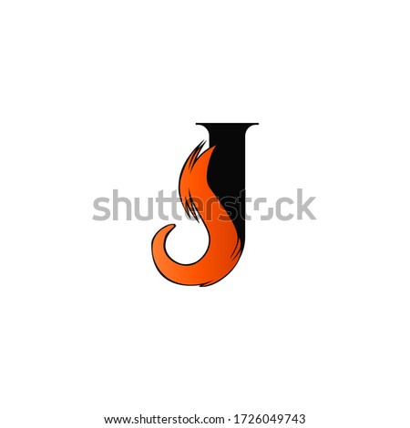 Initial Letter J  in fire art style logo design