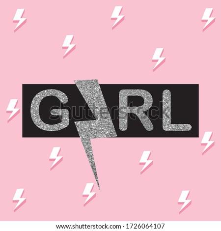 glitter girl text, glitter, lighting, vector, illustration art