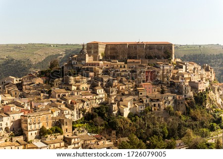 Panoramic Sights from above of the City in Ragusa Ibla, Province of Ragusa, Italy.
