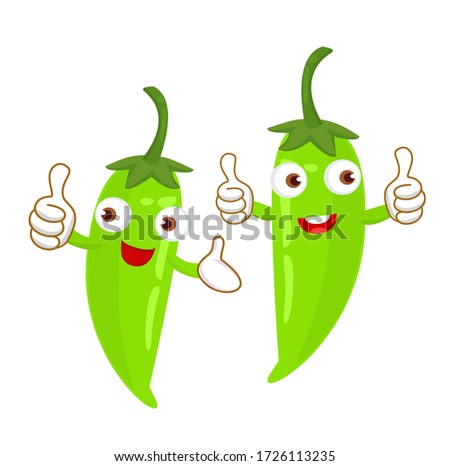 Cartoon Cute Green Chili Vector