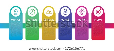 Infographic for business what, when, where, who, why, how Royalty-Free Stock Photo #1726156771