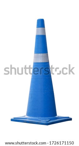 
Blue Traffic Cone, old condition on a white background