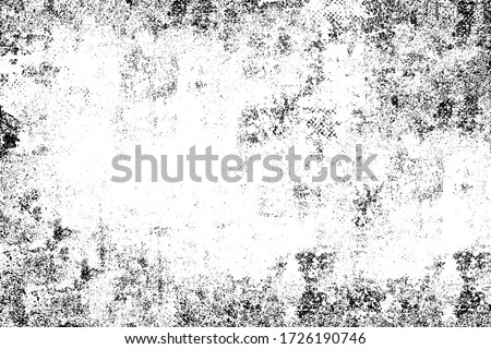 Grunge background black and white. Monochrome texture. Vector pattern of cracks, chips, scuffs. Abstract vintage surface Royalty-Free Stock Photo #1726190746