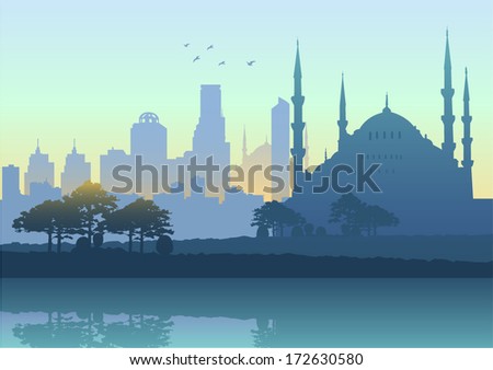 Silhouette Illustration of Istanbul skyline