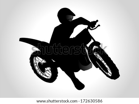 Silhouette illustration of a man on motocross