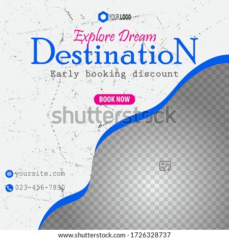 Template banner for social media, web banner for travel ads, eps 10, vector illustration